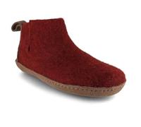 WoolFit YETI Zapatillas de estar por casa para hombre y mujer, botas de fieltro hechas a mano, 100% lana, con plantilla y suela de cuero, tallas 35-48, rojo oscuro, 40 EU