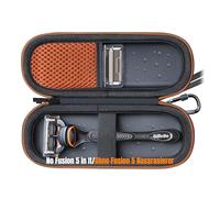 Woollo Funda de PU Compatible con Gillette Fusion 5 y ProGlide Maquinilla de Afeitar Húmeda para Hombre,Portátil,Rígida,Funda de Viaje,Impermeable para Maquinilla de Fusion5,Naranja