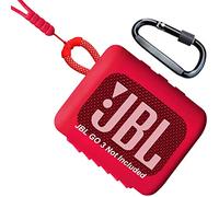 Woollo Funda de Silicona Compatible con JBL GO 3,Funda Portátil para JBL GO 3,con Cordón de Silicona y Mosquetón,Rojo-Suave