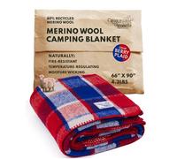 Woolly Mammoth Woolen Company Edición Limitada Granja Freedom Collection Manta de Lana 66" x 90" Rojo/Azul Marino/Crema de la Tela Escocesa