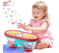 Woollywink - Juguete musical luminoso para niños, 9 12 18 meses, con cubo de actividad, instrumento musical de doble tambor de mano, regalo para bebé de 1 año +