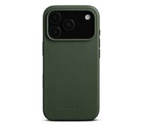 Woolnut Funda de piel para iPhone 17 Pro, color verde, piel escandinava de grano completo, compatible con MagSafe, lados delgados de TPU, forro de microfibra suave, bordes elevados para protección de