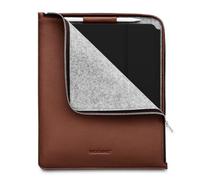 WOOLNUT Funda de piel tipo libro para iPad Pro de 13 pulgadas y iPad Air 13, color marrón, con soporte para lápices, piel de grano completo de alta calidad, con cremallera/iPad Pro 12.9 con iPad Air