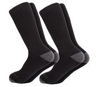 Woolrich Calcetines de lana merino para hombre, fabricados en Estados Unidos, calcetines de senderismo, hechos de 78% lana de cordero merino con arco acolchado, 2 pares, Negro/Gris, Large
