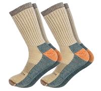 Woolrich Calcetines de lana merino para hombre, fabricados en Estados Unidos, calcetines de senderismo, hechos de 78% lana de cordero merino con arco acolchado, 2 pares, Marrón café, Medium