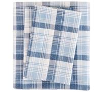 WOOLRICH con Bolsillo elástico de 14 Pulgadas, Juego de Ropa de Cama Acogedor para Temporada fría, Funda de Almohada a Juego, algodón, Cuadros Azules, tamaño Queen