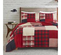 WOOLRICH Juego de edredón Estilo cabaña invertido a Color sólido, algodón, Rojo Atardecer, Gran tamaño, matrimonial/Queen