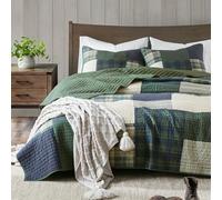WOOLRICH Juego de Ropa de Cama Transpirable para Todas Las Estaciones, Fundas a Juego, algodón, Mill Ceek, Verde, matrimonial/Queen (92 x 96 Pulgadas)