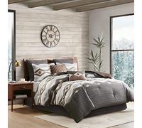 WOOLRICH Ropa de Cama Alternativa cálida y Fundas a Juego, poliéster, Gris/marrón, tamaño Queen