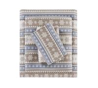 WOOLRICH Sheet Warm & Breathable Cotton Flannel Bed Sheets Sábanas de algodón Ligeras y Suaves para Todas Las Estaciones, Blue Snowflake, California King, 4