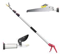 WOOLUCK 1,4-3m Podadora telescópica, Recortadora de mango largo con abrazadera de aluminio, recogedor de frutas telescópico, recorte de ramas, largo alcance