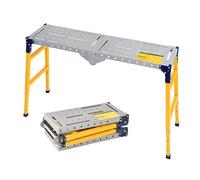WOOLUCK 140cm Plataforma de Trabajo Portátil Multifuncional, plataforma de trabajo plegable, Plataforma de Trabajo Ajustable, Andamio de Aluminio Resistente