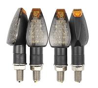 WOOLUCK Intermitentes Moto 4pcs, Indicadores de Motocicleta Ámbar Luces de Señal de Vuelta de 14 LED, Mini impermeable Indicadora de Señal de Giro Delantera y Trasera