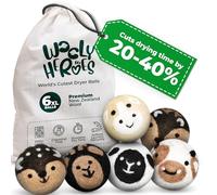 Wooly Heroes Bolas secadoras, 100% lana orgánica pura, ecológicas y sostenibles, secan 1.000 cargas (vaca bebé y amigos)