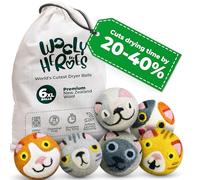 Wooly Heroes Bolas secadoras de lana, ecológicas, paquete de 6, XL, suavizante de tela reutilizable, con libro electrónico de lavandería natural gratuito (Whimsicat & Friends)