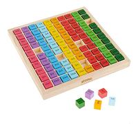 WOOMAX - Tablas de madera de multiplicar para niños, juego matemáticas, aprender a contar, juguetes Montessori, 100 piezas, Puzzle matemático, + 6 años (49359)