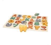 WOOMAX 33063 Puzle Infantil Alfabeto Madera, Abecedario para niños, Incluye 26 Piezas, Tablero de 30x22,5, Colores Suaves, Certificado FSC, Juego sensorial, Juguetes educativos, A Partir de 24 Meses