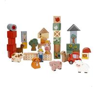 WOOMAX 33069 Bloques de Madera, Set 36 Piezas Animales Granja, Juguetes para apilar, Bloques apilables, Regalo niño 18 Meses, Juego construcción para bebés, Sello FSC, +18 Meses
