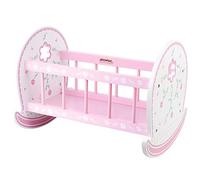 WOOMAX 46474 - Cuna de Madera para muñecas, 47x35x36 cm, Rosa y Blanco, cunita muñecas, Cuna muñecas Madera, reciclable, a Partir de 3 años
