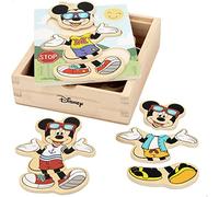 WOOMAX 48723 - Puzzle Mickey Mouse, Puzzle Infantil, Juguetes Mickey Mouse, Puzzle Mickey Mouse 3 años, Juguetes de Madera, 19 Piezas, Vestidos de Mickey Mouse, Disney, +3 años