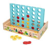 WOOMAX 48734 - Juego cuatro en raya de madera Disney, Juego de mesa educativos, Mickey Mouse, Incluye 37 piezas, A partir de 3 años, Regalos infantiles