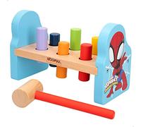 WOOMAX 48756 - Spidey y su superequipo, Juego martillo para bebés y niños de madera, Regalos para bebes, juguetes de madera, Mini martillo de madera, juego de topos