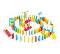 WOOMAX 49325 - Juego de dominó infantil de madera para niños, efecto mariposa, dinámico, Circuito, Juguetes de madera, 100 piezas de madera