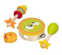 WOOMAX 49361 - Set musical infantil, Instrumentos musicales bebes y niños, pandereta castañuelas maraca zambomba, juguetes de musicales de madera, +12 meses