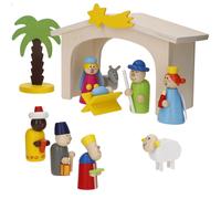 WOOMAX 33045 Belén de Madera para niños, 11 Figuras, Pesebre Infantil Navidad, Portal de Belén fácil de Montar y Desmontar, Reyes Magos, Juguete para niños +3 años, Decoración navideña