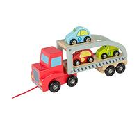 WOOMAX - Camión remolque de madera y 3 coches de madera (ColorBaby 43619)