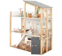 WOOMAX Casa de muñecas de madera 3 plantas con accesorios