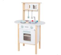 WOOMAX Cocinita de Madera, Cocina de Juguete, 57x30x85 cm, con Utensilios, Fregadero de Juguete, Microondas, Horno, Cocinas Infantiles, Juguetes cocinar, Juego cocinitas 3 años (33046)
