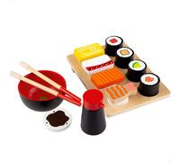 WOOMAX - Conjunto de sushi de madera, juguetes de madera, alimentos, bandeja de sushi, creatividad, juego simbólico, ecológico, 14 piezas, para niños mayores de 24 meses