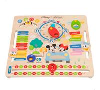 WOOMAX Disney - Calendario, de madera natural, Mickey, Minnie, Pluto, Donald, Daisy, reloj, días de la semana, del mes, el tiempo, estaciones del año, mayores de 5 años