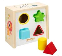 WOOMAX 42754 - Cubo de actividades con formas geométricas para encajar con animalitos, juguete de madera para niños, idea de regalo, para la psicomotricidad fina