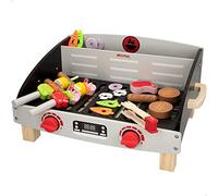 WOOMAX Mesa de Barbacoa de Madera con Alimentos de Juguete, 32 Piezas, 50.5 x 34 x 23.5 cm, +2 Años, 49315