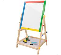 WOOMAX - Pizarra niños Infantil con Caballete,Mide 40x36,5x68 cm, Doble Cara, Incluye tizas, Borrador y Marcador Negro, Pizarras de pie para niños, +3 años (43688)