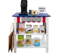 Woomax Supermercado de Madera con 25 Accesorios y Caja Registradora Eléctrica 48x30xh70 cm