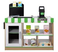 WOOMAX - Supermercado Juguete Madera con Accesorios, Tienda mostrador Juguete Luz y Sonidos, Caja registradora Juguetes, Pizarra Infantil Juguetes niños 3 años Educativo, 85386