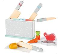 WOOMAX Tabla de Cortar de Madera para Niños, Cuchillos de Juguete, Comida, Juguetes de Hogar, 13 Piezas, +2 Años, 49329