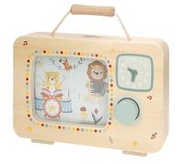 WOOMAX Televisión con Reloj y manivela, Juguete Educativo, Imágenes de Animales, Madera FSC y Colores Suaves, Fomenta motricidad y Creatividad, Juego Interactivo, para niños Desde 24 Meses (39256)