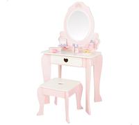 WOOMAX Tocador de Maquillaje para niñas, Taburete Madera, Espejo con luz, 48x32x92 cm, Colores Pastel, Incluye Accesorios, Tocadores Infantiles, Accesorios interactivos, Juguetes niños 3 años (39116)