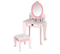 WOOMAX Tocador de Maquillaje para niñas con Taburete Madera y Espejo plexiglás, 50x34x92 cm, Colores Pastel, Tocadores Infantiles, Accesorios interactivos, Juguetes niños 3 años (33047)