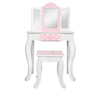 WOOMAX - Tocador niña, Maquillaje niña niño, Tocador de Madera Infantil con Taburete y Espejo Niña, Centro de Belleza con cajón, Juguetes educativos niños 3 años, Juguetes imitación (85388)