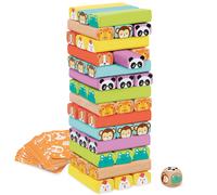 WOOMAX Torre de Bloques de Madera c/Animales y Colores (46251)