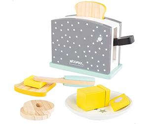 WOOMAX Tostadora de Madera, Juguete con Accesorios del Hogar, Set de Cocina, +3 Años, 49327