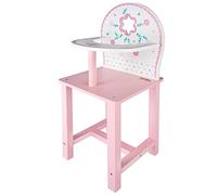 WOOMAX Trona de Madera para muñecas, Cuna Bebe Juguete 30-40 cm, Rosa y Blanco, Trona de Madera muñecas Juguetes, + 3 años (46476)