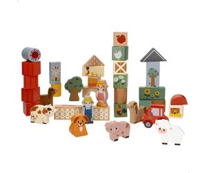 WOOMAX Zookabee Bloques de construcción de madera animales granja 36 pcs