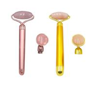 WOONEKY 1 juego Rodillo de Jade para Masaje Facial Rosa Dorado Herramienta de para y para Mujeres y Niñas Estimula la Circulación Sanguínea y Edema