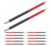 WOONEKY 12 Lápices de Madera para Carpintería, Marcadores de Construcción Rojos y Azules, Preafilados, Lápices de Control Borrables para Oficina, Dibujo y Manualidades, Tamaño